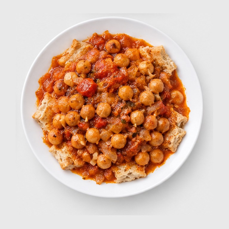 Pois chiches sur pain trempé façon tashreeb végétarien