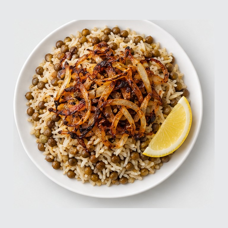 Lentilles-riz aux oignons frits façon mujaddara (Syrie)