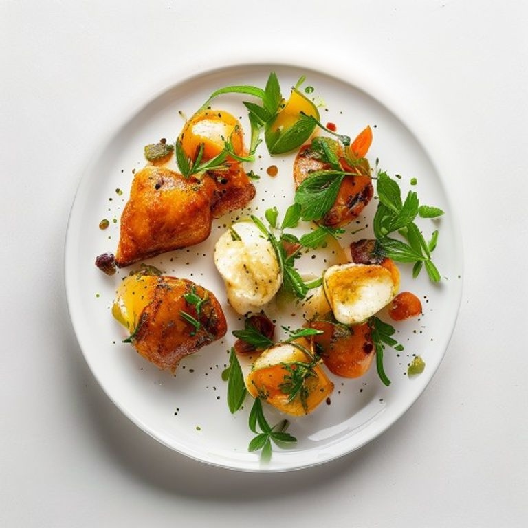 Poulet froid, pêche et menthe