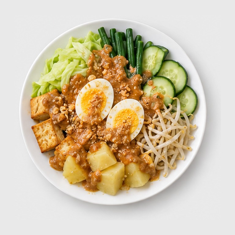 Salade avec sauce d'arachide façon gado gado