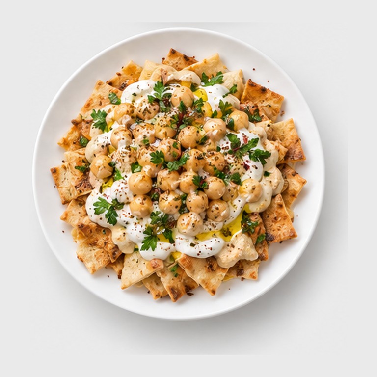 Pois chiches sur pain frit façon fattet hummus (Liban)