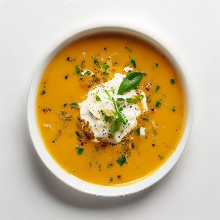 Velouté de potiron au curcuma et crème