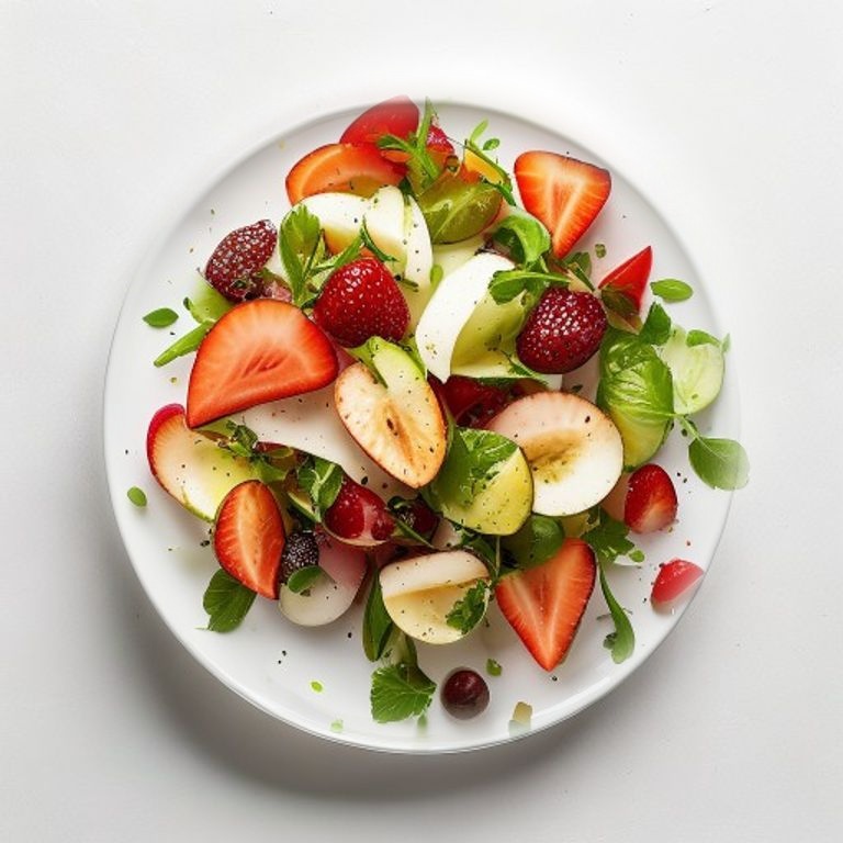 Salade de fraise, poire et noisettes