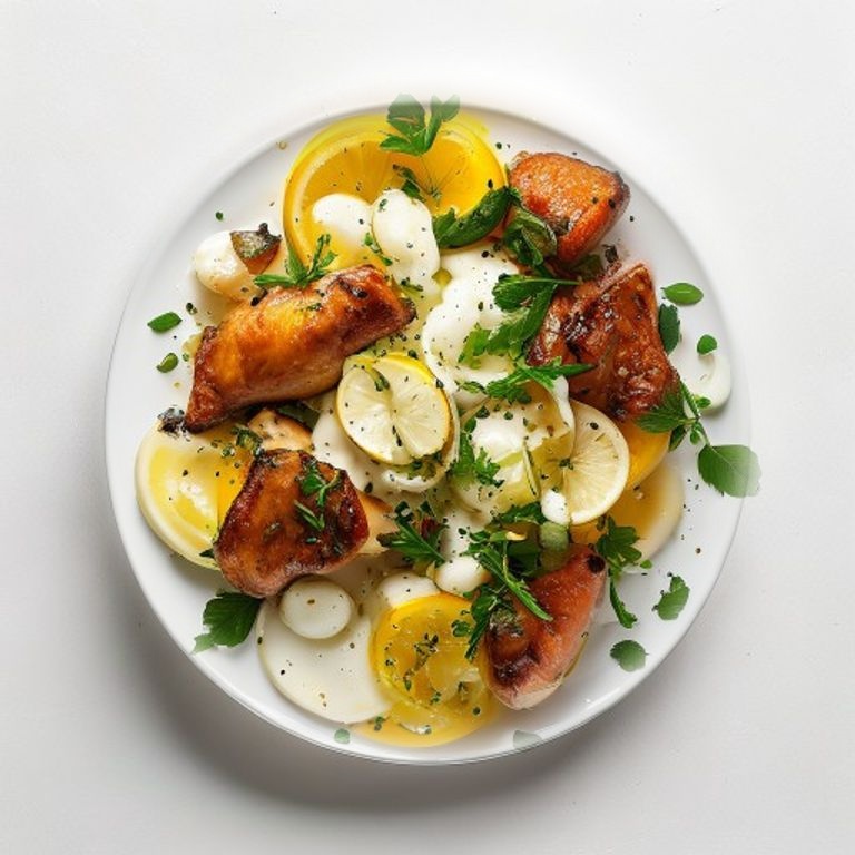 Poulet, haricots blancs, artichauts et citron