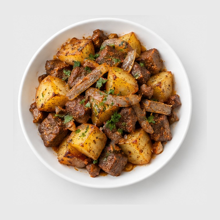 Sauté de pommes de terre et bœuf à l'oignon façon kuurdak