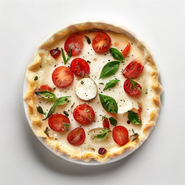 Tarte fine tomates pelées, basilic et mozzarella