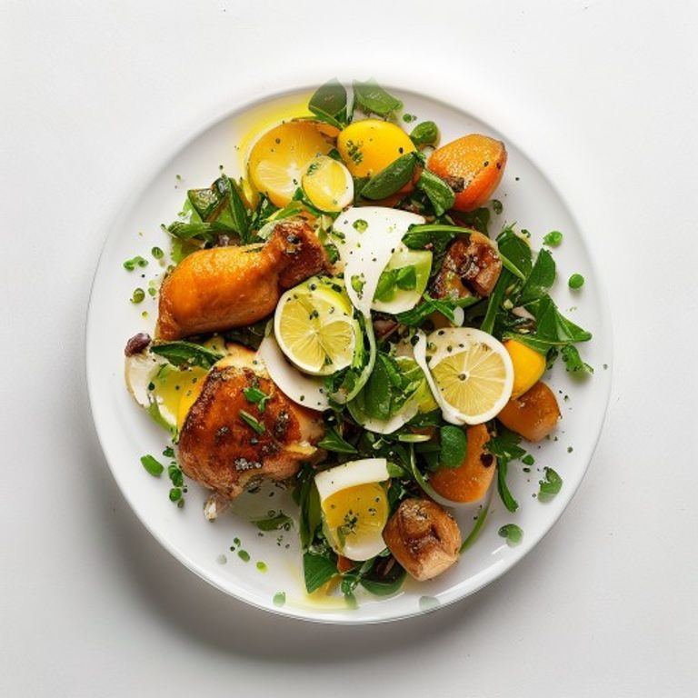 Poulet, haricots verts, cumin et citron