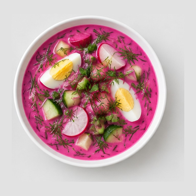 Gaspacho rose à la betterave façon šaltibarščiai