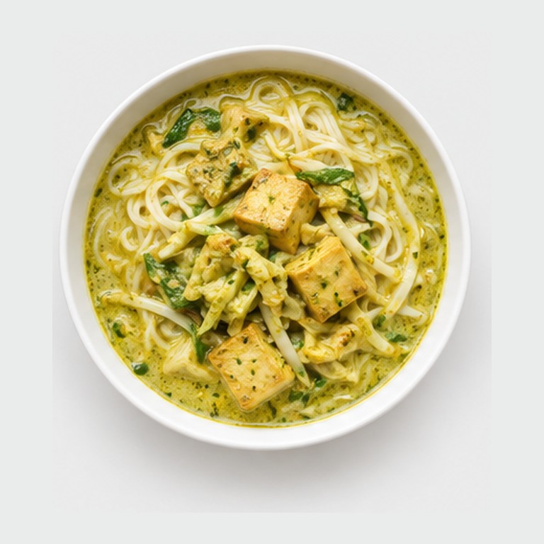 Nouilles khmères au curry vert de citronnelle façon nom banh chok végétarien