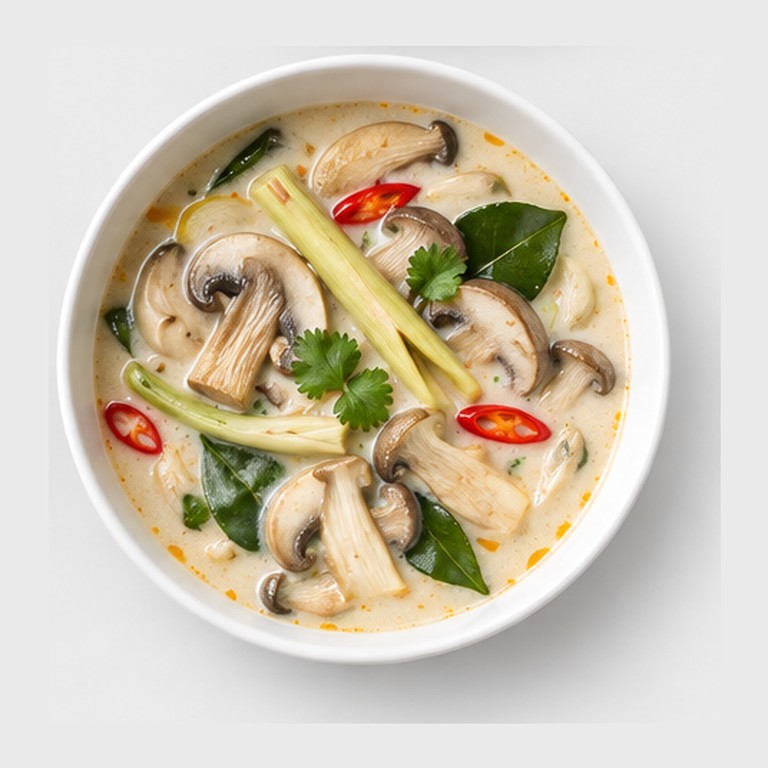 Soupe de champignons au lait de coco façon tom kha hed