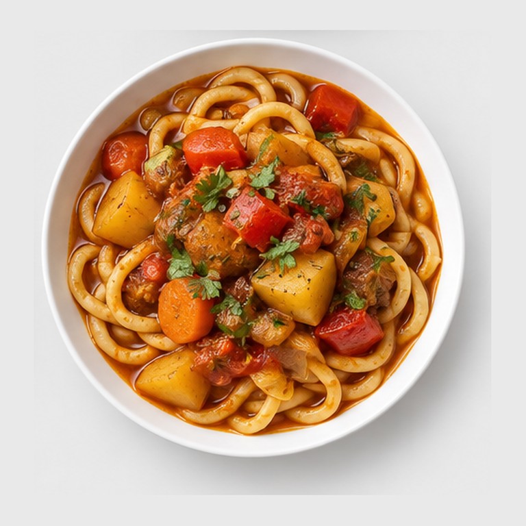 Nouilles en sauce d'Asie Centrale façon lagman kirghiz
