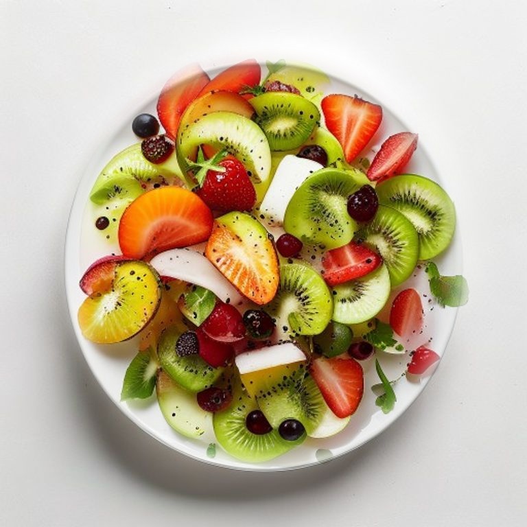 Salade de fruits kiwi, fraise et raisin