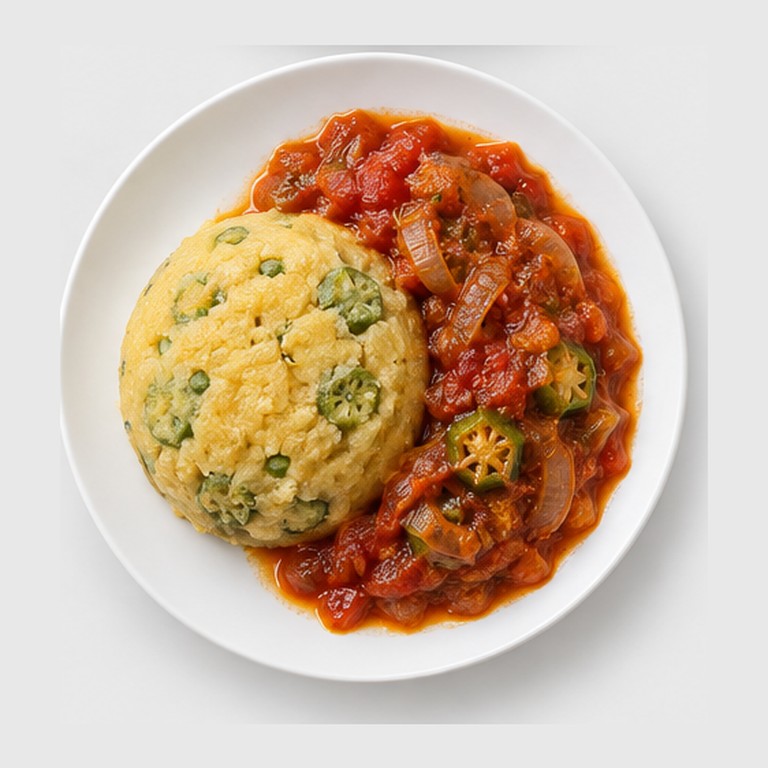 Polenta à l'okra façon fungi végétarien