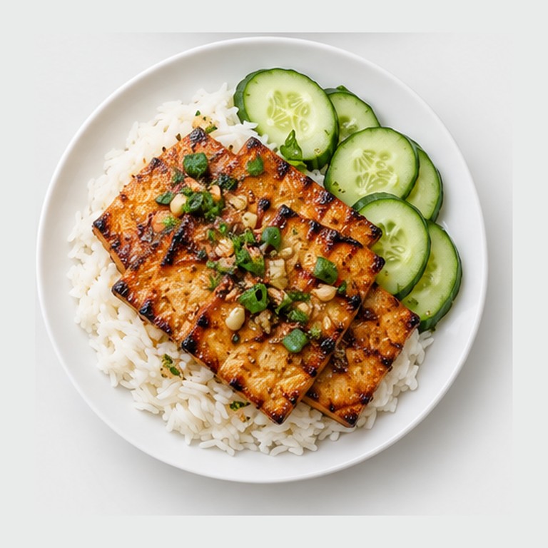 Riz au tofu grillé façon bai sach chrouk végétarien