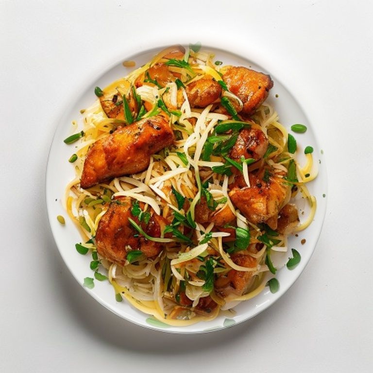 Vermicelles de riz sautés au poulet et coriandre