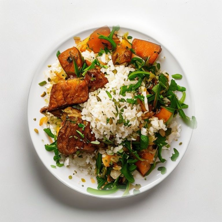 Bœuf haché, riz et haricots verts épicés