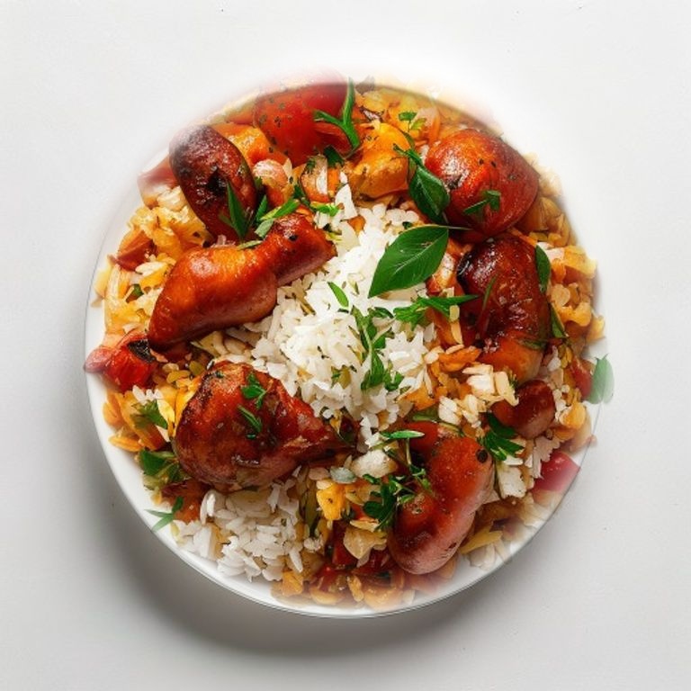 Poulet, chorizo, poivron et riz