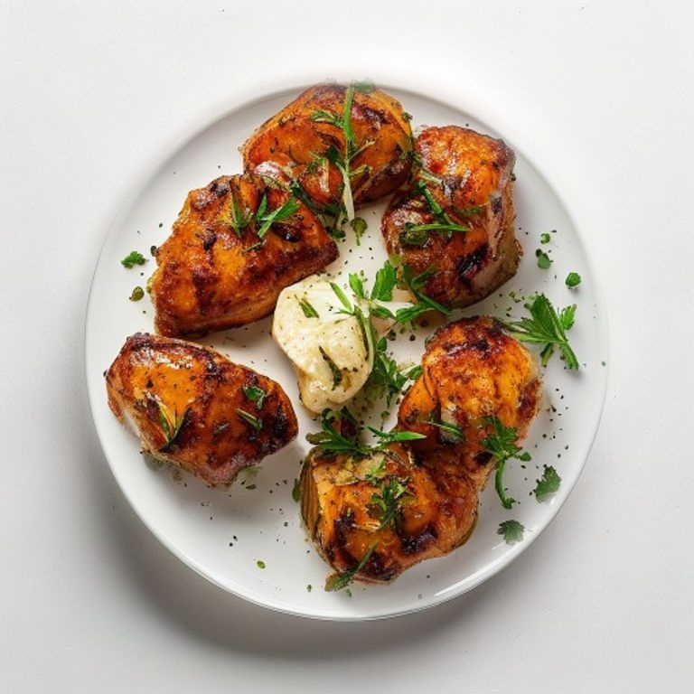 Poulet grillé, chou-fleur rôti au four