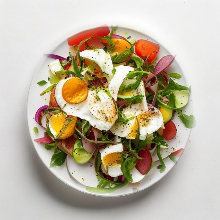Salade d'artichauts, œuf et poivron