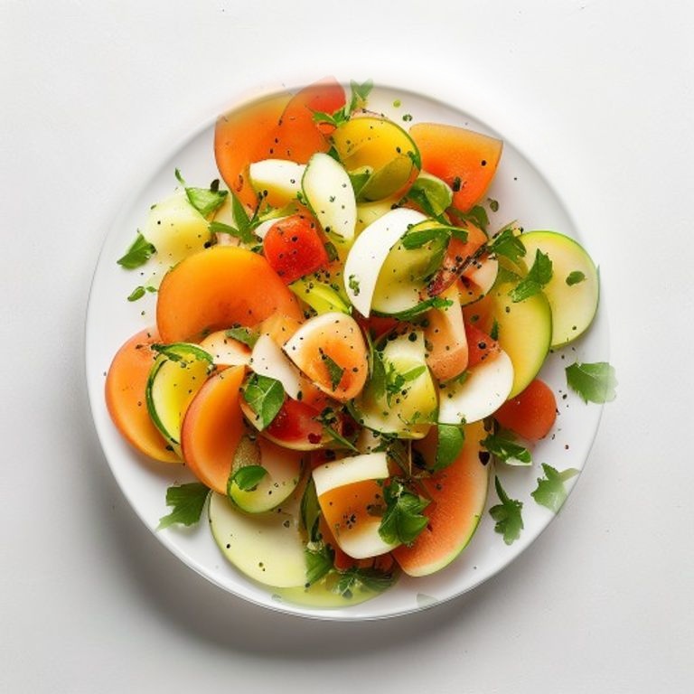 Salade de melon, poire et noisettes