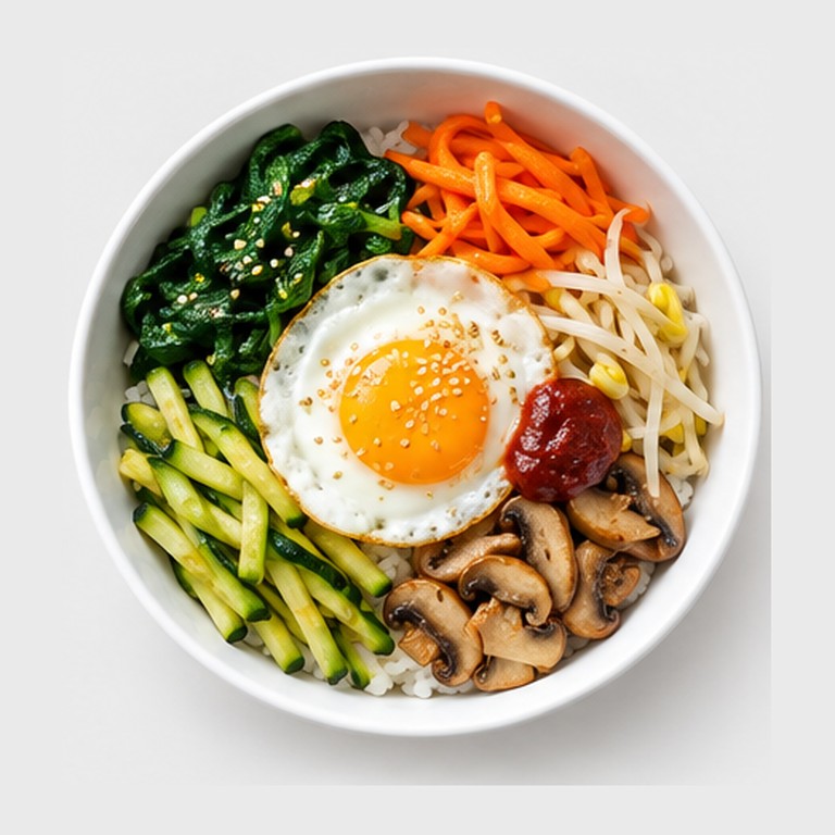 Riz mélangé coréen façon bibimbap à l'oeuf