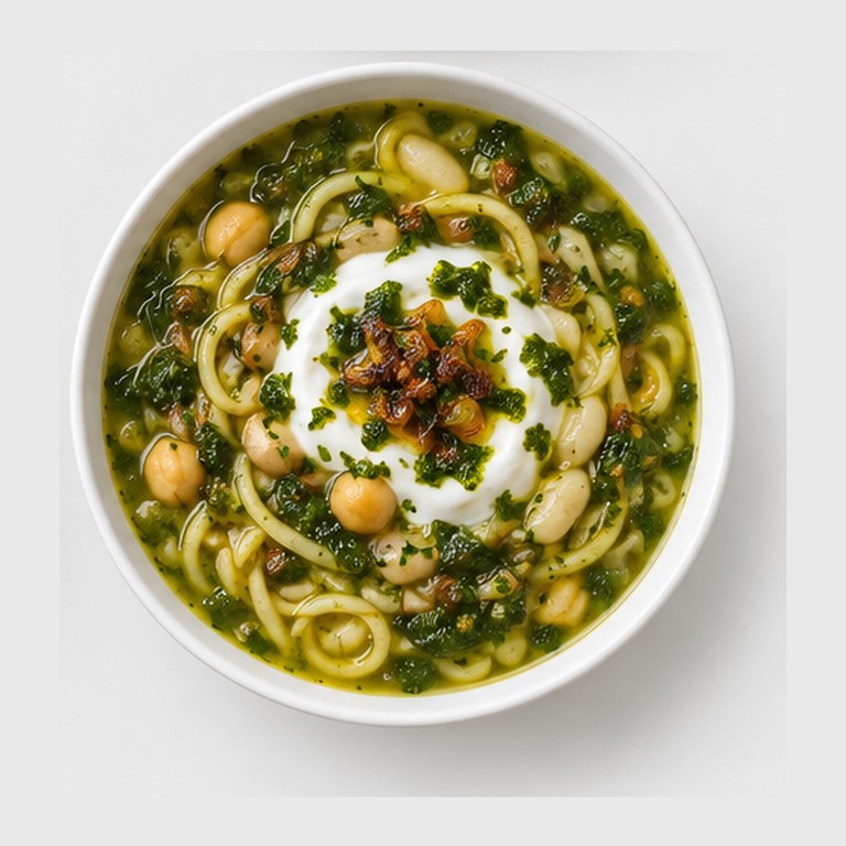 Soupe persane aux herbes et légumineuses façon ash-e reshteh
