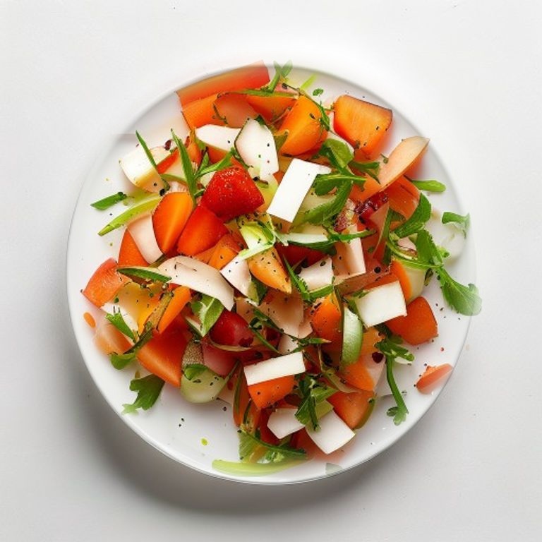 Salade de carotte, fraise et noisettes