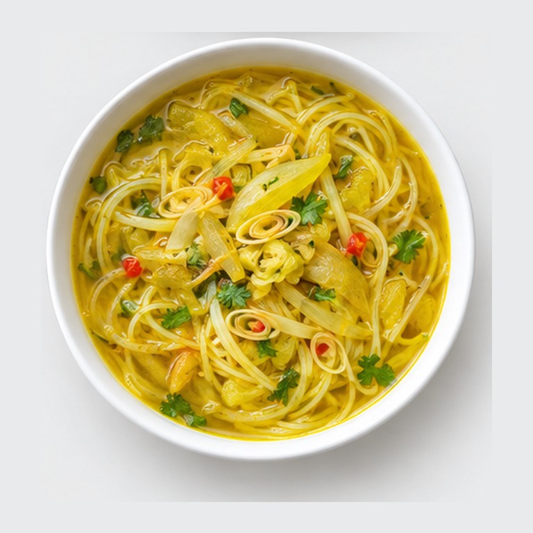 Soupe de vermicelles au curcuma façon mohinga végétarien