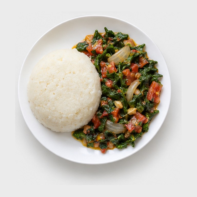 Polenta africaine aux légumes verts façon ugali na sukuma wiki