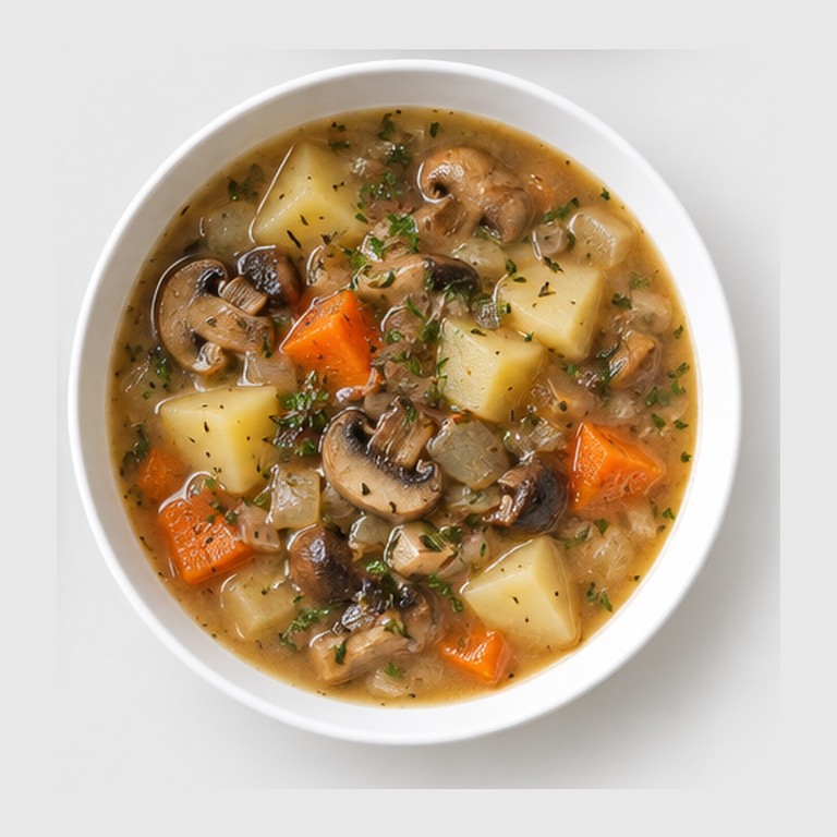 Soupe paysanne aux pommes de terre et champignons façon bramboračka