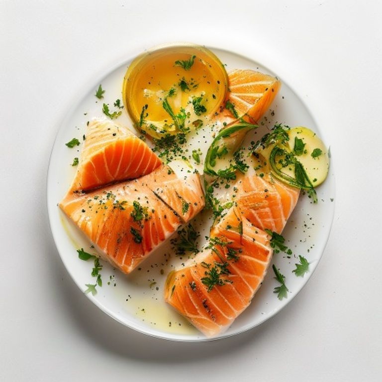 Saumon sauce citron-échalote, courgettes fondantes