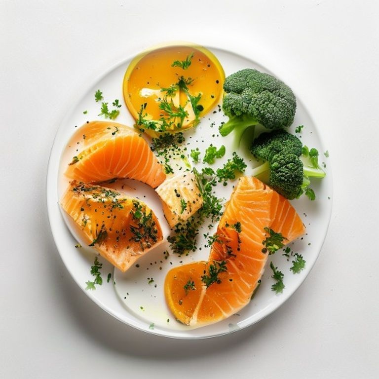 Saumon, chou-fleur, brocoli et citron