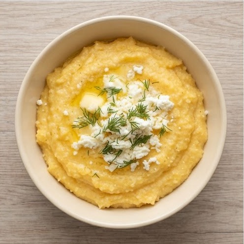 Polenta au fromage et crème façon mămăligă cu brânză