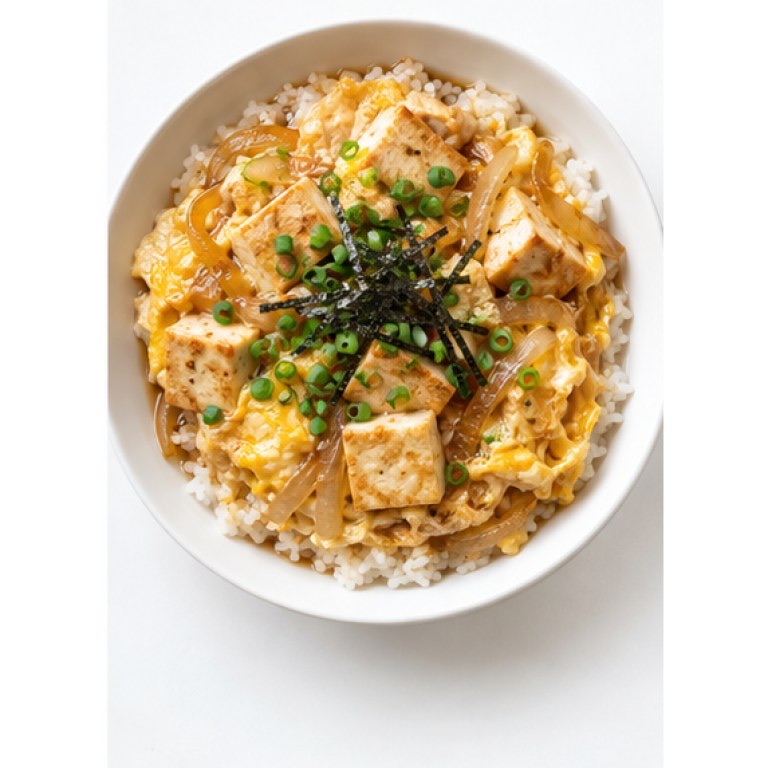 Bol oeuf-tofu japonais façon oyako don végétarien