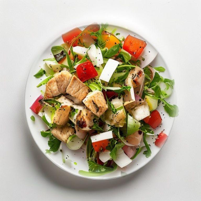 Salade composée poulet, chou-fleur et radis