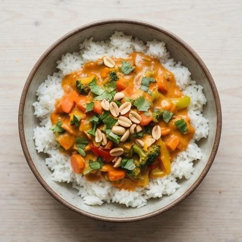 Sauce Arachide aux Légumes sur Riz