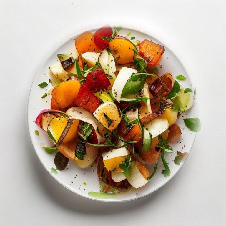 Salade tiède de patate douce, poivron et cumin