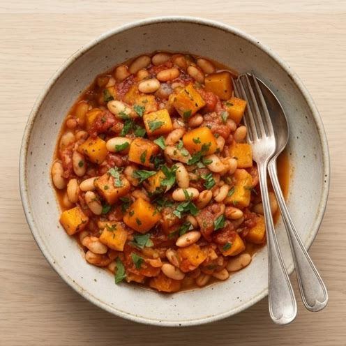 Haricots et courge mijotés façon dikgobe
