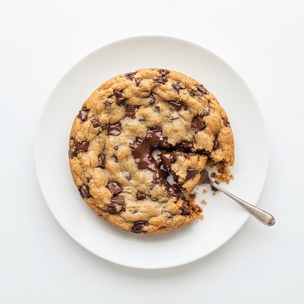 Cookie géant recette à la poêle, cœur chocolat coulant