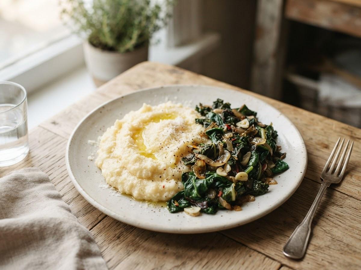 Polenta de maïs aux feuilles vertes façon papa le moroho