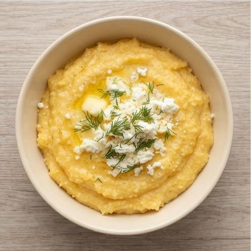 Polenta au fromage et crème façon mămăligă cu brânză