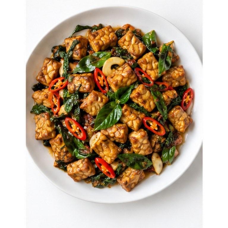 Basilic saint sauté façon pad kra pao végétarien