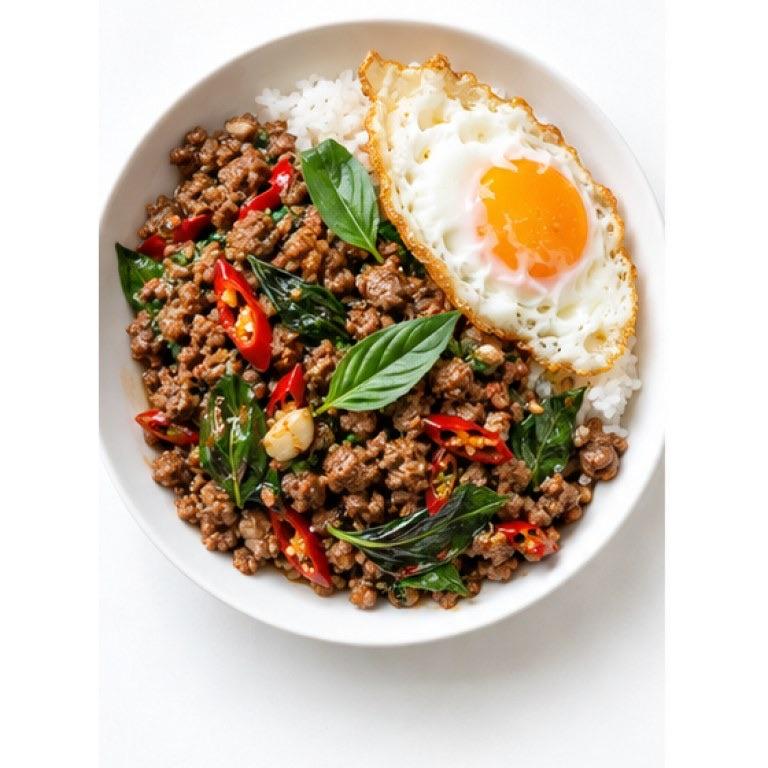 Bœuf haché au basilic thaï façon pad krapao